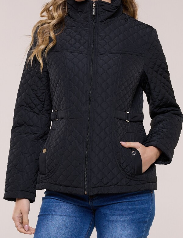 Campera Matelaseada Con Ajuste En Cintura NEGRO