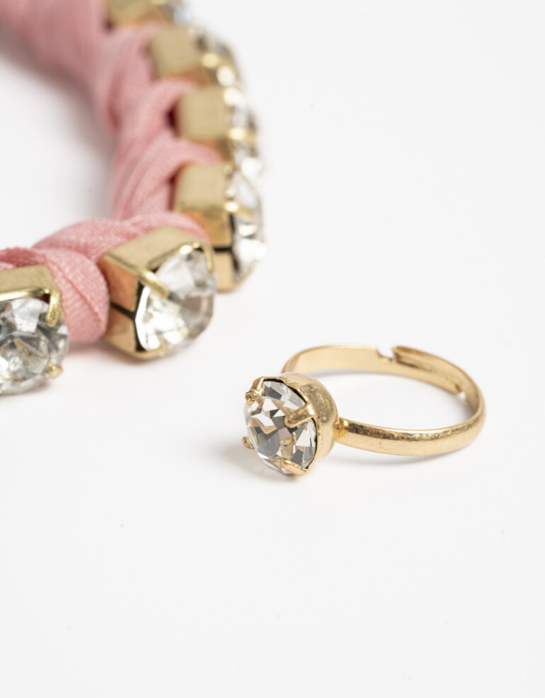 Tobilleras Cordón Set De Tobillera Y Anillo - Rosa Viejo