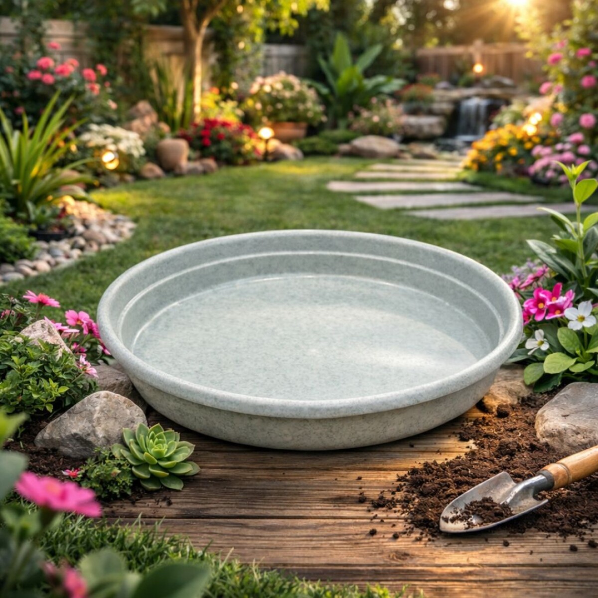 PLATO MACETA REDONDO 26CM GRIS 