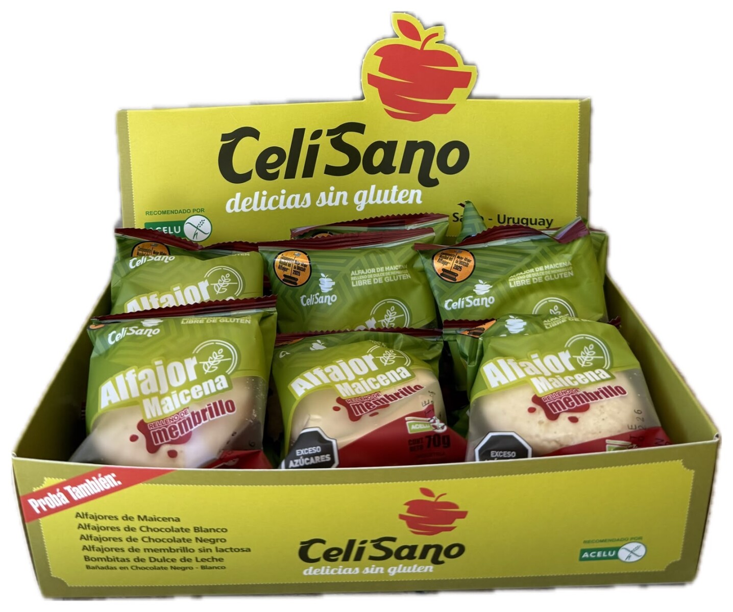 Alfajor de maicena relleno de dulce de membrillo SIN LACTOSA x 12 unidades 
