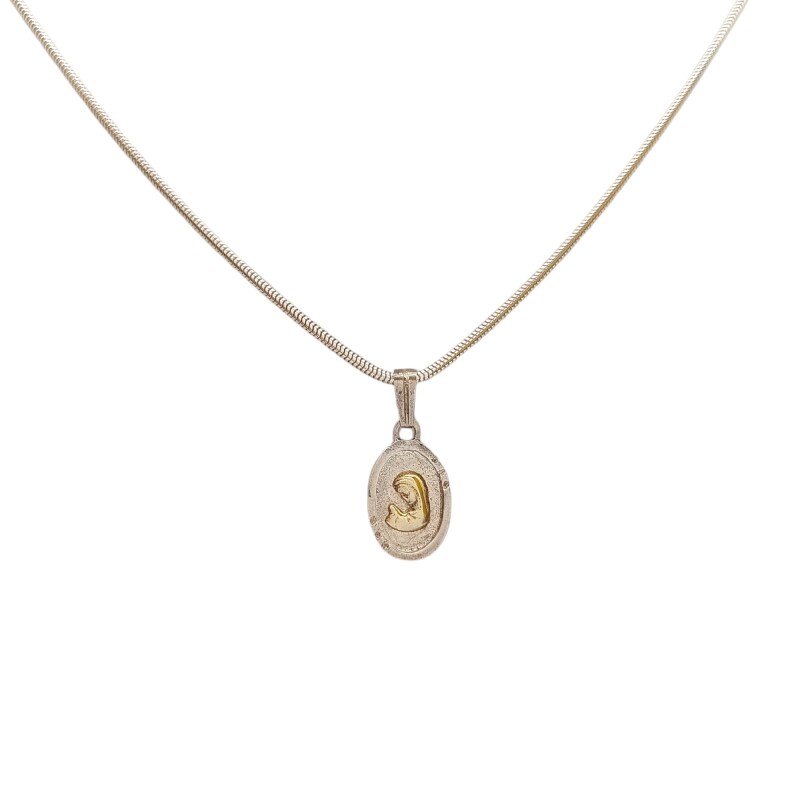 Dije Medalla Virgen Niña Oval-Plata y oro- Sin piedra- CP5009 sinpiedra