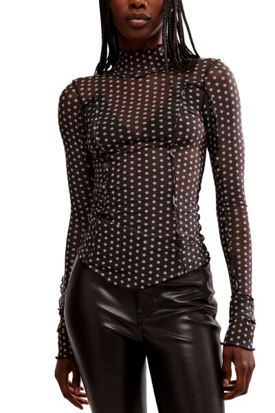 CHARLIE PRINTED MESH TOP Negro