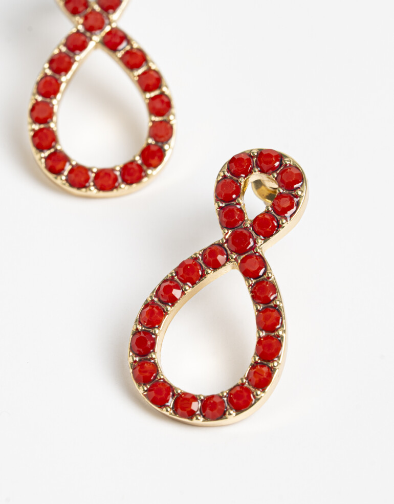 Aros Colgantes Cortos Strass Aros Cortos Strass - Rojo Medio