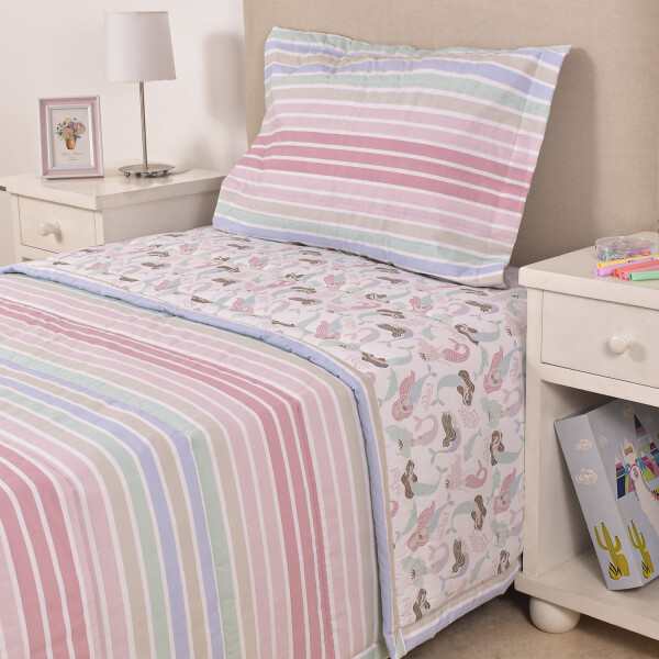 Edredón Kids Rayas Acqua Y Rosa – 180×240 cm Edredón Kids Rayas Acqua Y Rosa – 180×240 cm
