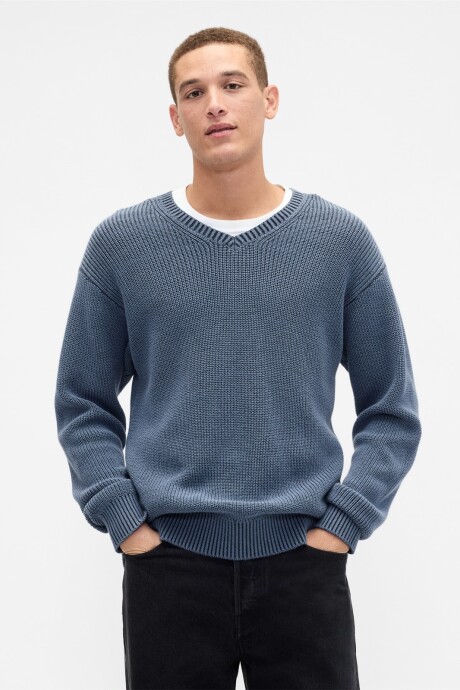 Buzo Cuello V Rib Hombre Bainbridge Blue