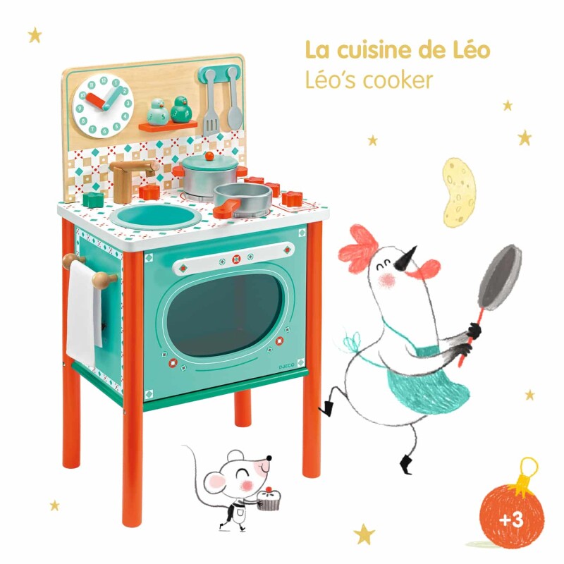 Cocina de madera para niños con accesorios - La cocina de Leo Cocina de madera para niños con accesorios - La cocina de Leo