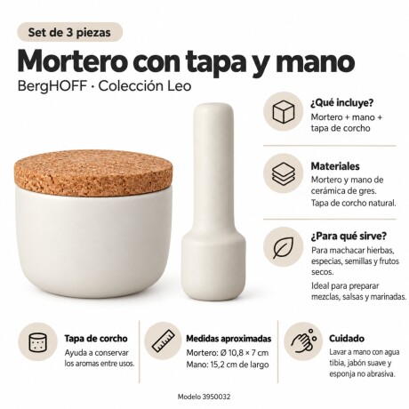 Mortero Ceramica Gres con Tapa 10 cm Berghoff Mortero Ceramica Gres con Tapa 10 cm Berghoff