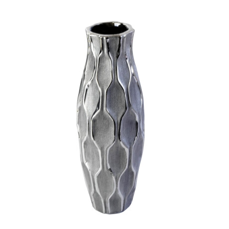 FLORERO CERAMICA 38CM ALTO LABRADO GEOMETRICO BRILLOSO CUELLO FINO FLORERO CERAMICA 38CM ALTO LABRADO GEOMETRICO BRILLOSO CUELLO FINO