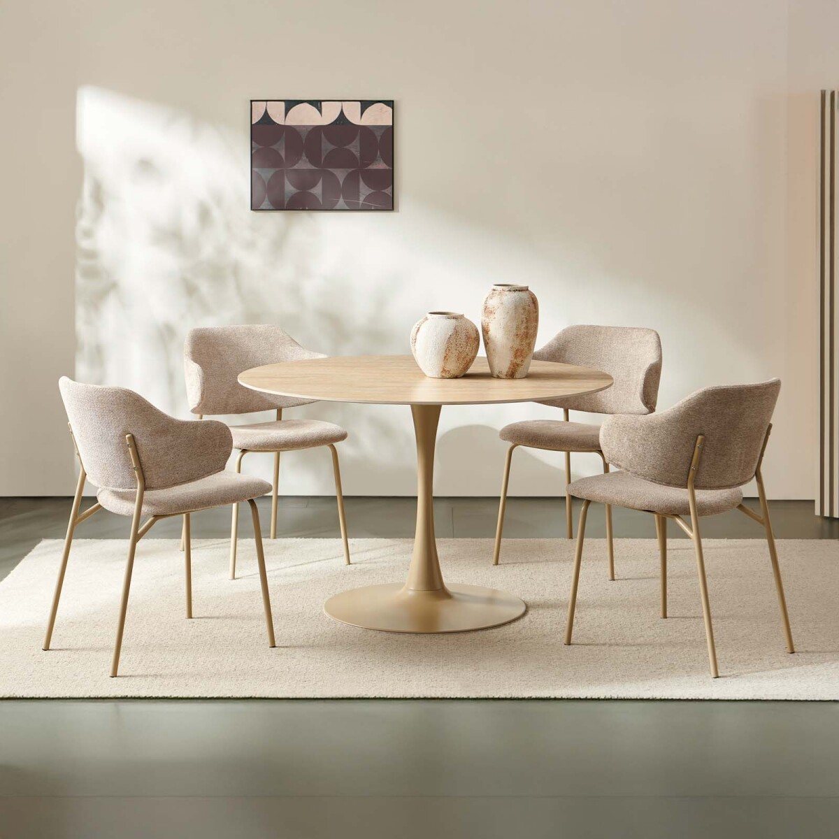 JUEGO DE COMEDOR - METAL-Y-PIEDRA TULIP 