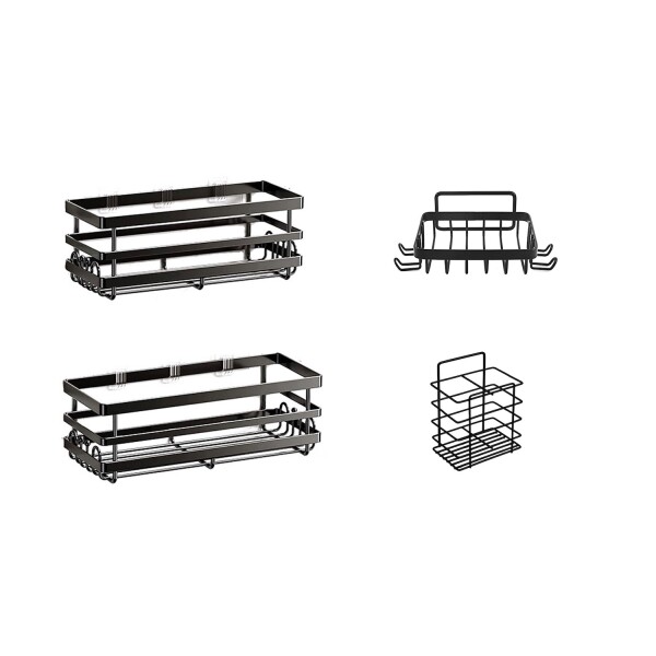 Set X4 Estante Organizador Baño Accesorio Ducha Con Adhesivo IMBACK Color Negro Set X4 Estante Organizador Baño Accesorio Ducha Con Adhesivo IMBACK Color Negro