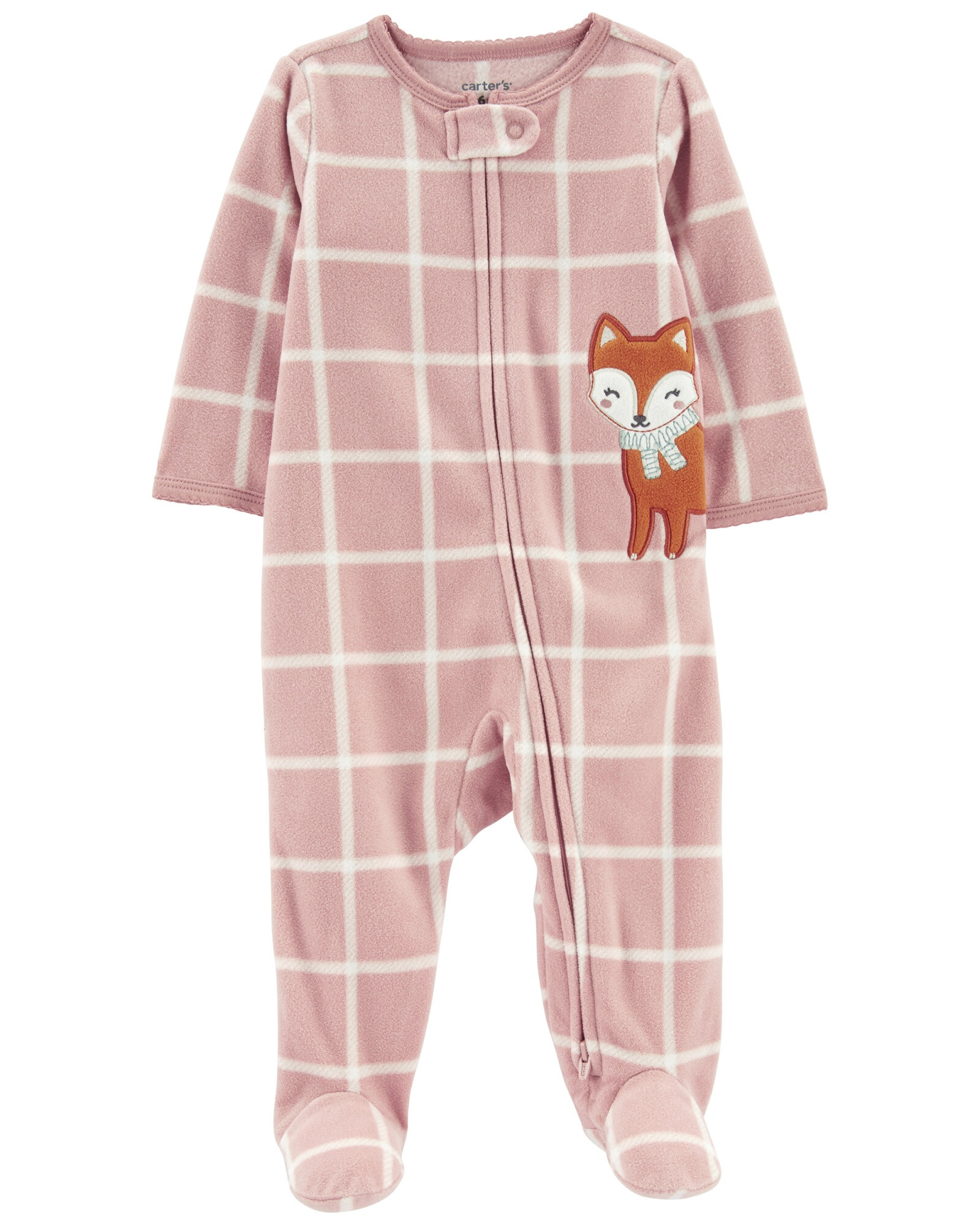 Pijama una pieza de micropolar con pie y estampa zorro Sin color