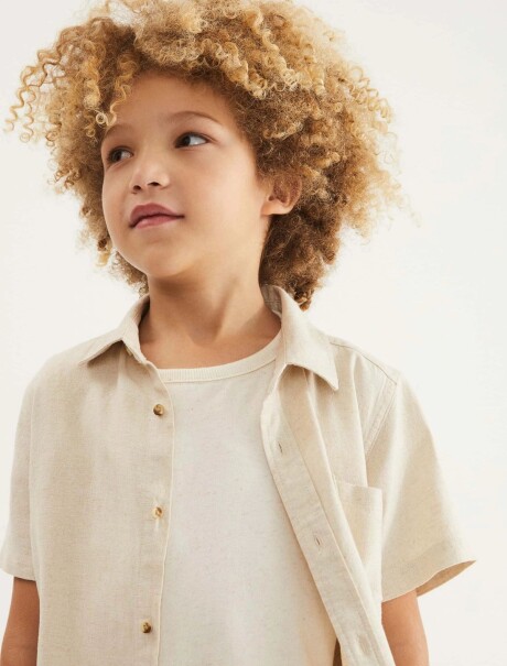 CAMISA INFANTIL DE LINO BEIGE