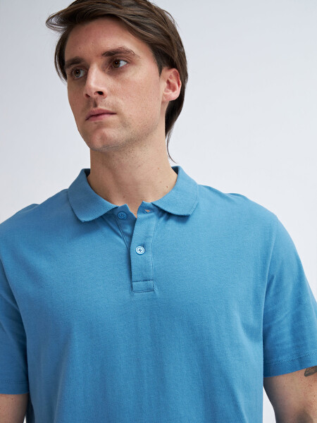 Camiseta manga corta polo Azul Piedra