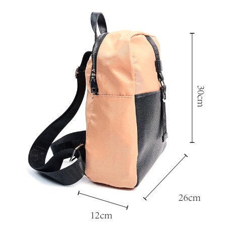 Mochila Canva Casey en Nylon y Cuero PU Beige