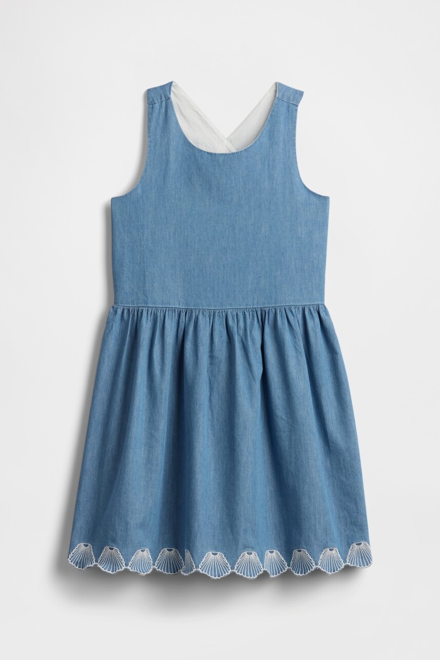 Vestido Espalda Cruzada Niña Blue Chambray