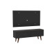 Rack TV mueble Lumax + panel rústico con estantes 55” Negro/Negro