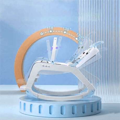 Silla 5 en 1 Bebé Mecedora Ruedas Comedor Sonido Interactivo Celeste