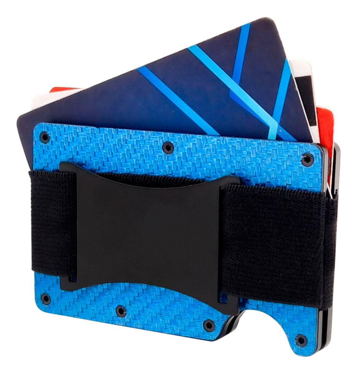 Billetera Tarjetero Bloqueo Rfid Anti Clonación Calidad - Variante Color Azul Labrado 