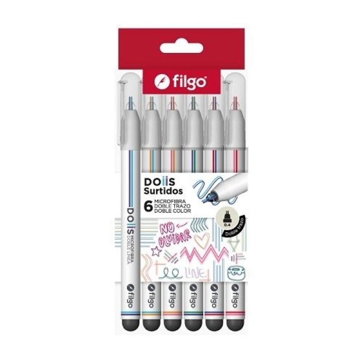 Filgo microfibra doble linea doiis - estuche 6 - Filgo Microfibra Doble Linea Doiis - Estuche 6 