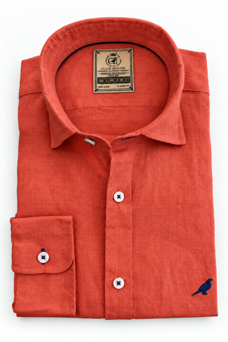 Camisa lino Short Collar Ladrillo lavado
