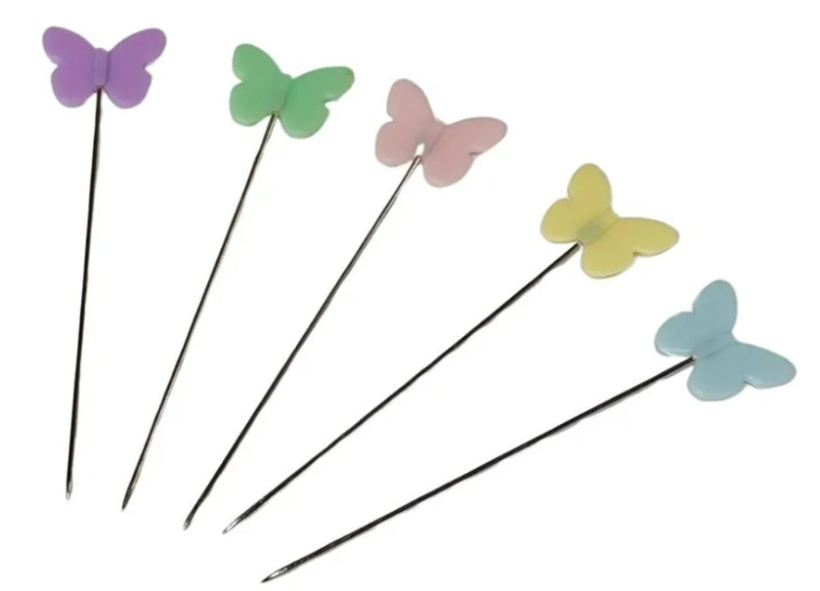 Caja Con Alfileres Patchwork Cabeza Fantasía Mariposa X 50 Unidades 