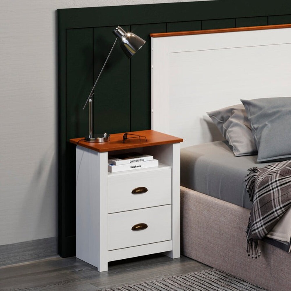 Mesa de Luz - Madera maciza - Linea Colonial Blanca