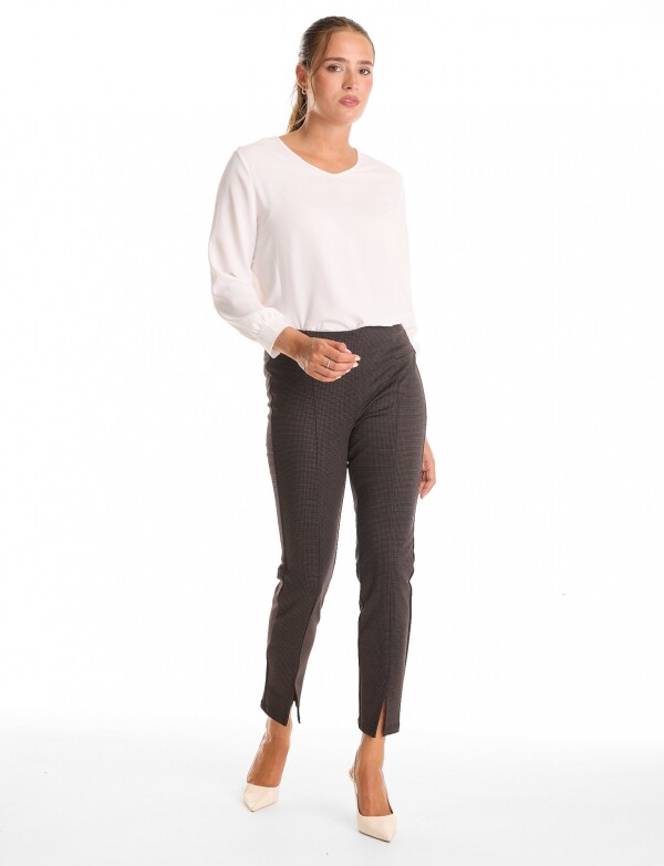 Pantalón Cigarette Cuadrillé MULTI/BORDEAUX