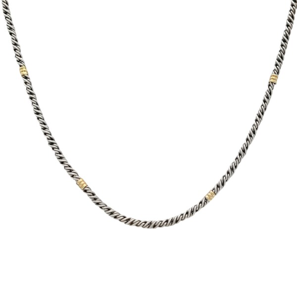 Cadena Tourbillon-Plata y Oro-Sin Piedra-CD5002 Sinpiedra