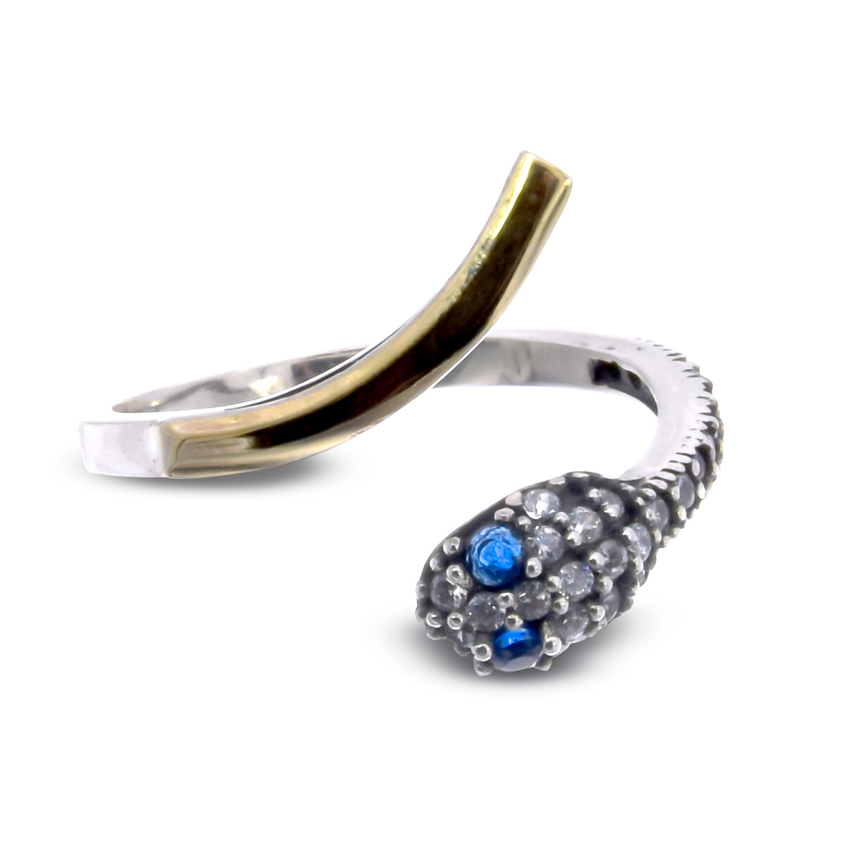 Anillo de plata 925 y double en oro 18 ktes con circonias, V¨BORA. 