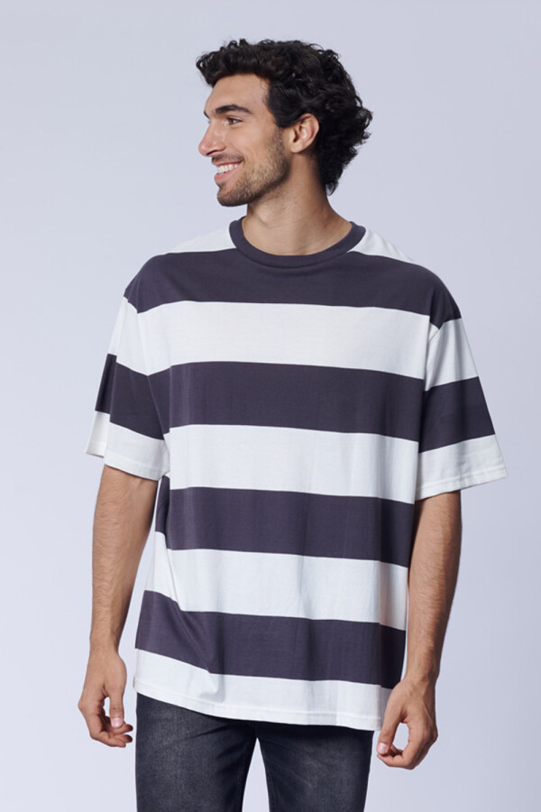 Remera rayas Gris