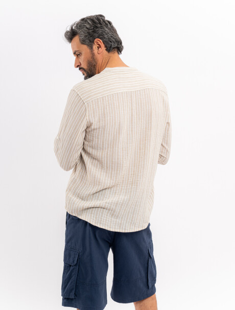 Camisola m/l rayada beige