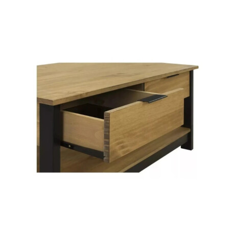 Mesa De Living Rustico Madera Maciza Linea Denise Miel/Negro