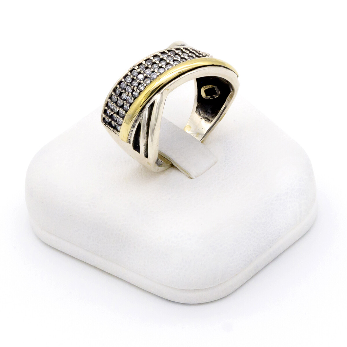 Anillo de plata 925, double en oro 18 ktes y circonias. 