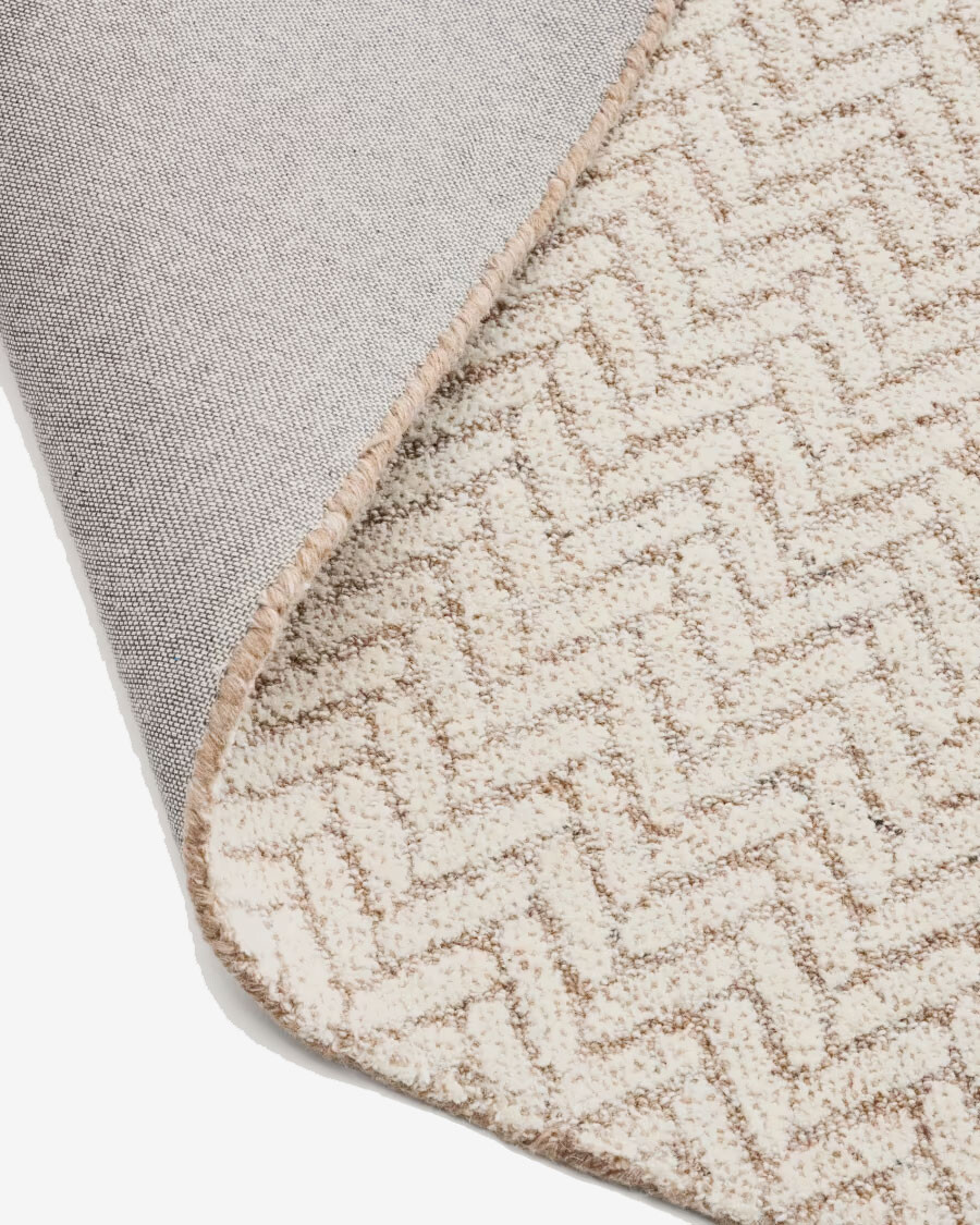 Alfombra Calira de lana jacquard trenzado beige 300 x 200 cm Alfombra Calira de lana jacquard trenzado beige 300 x 200 cm