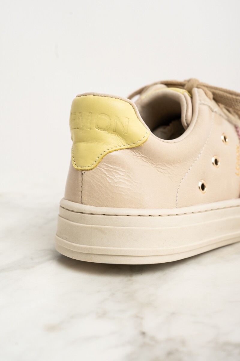 Zapatiila Cuero Combinada Nácar