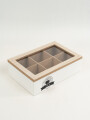 Caja Para Té Aryel, 6 Separaciones. Blanco
