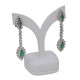 Caravanas Largas En Oro 18K Blanco, Esmeraldas Y Brillantes. Caravanas Largas En Oro 18K Blanco, Esmeraldas Y Brillantes.