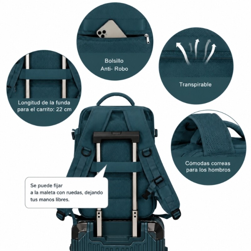 Mochila de Viaje para Cabina Verde