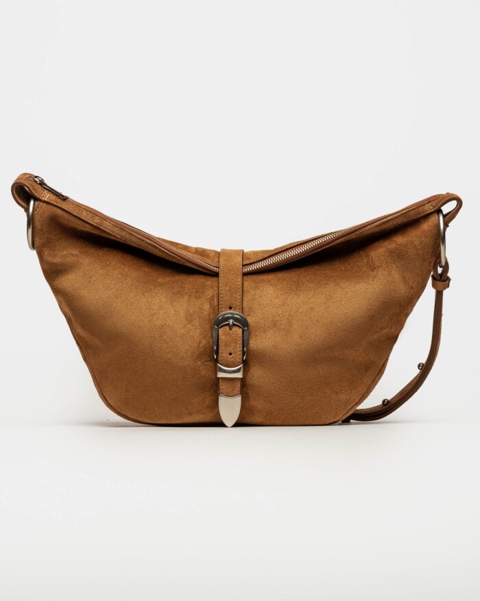 Bolso Bambu en cuero gamuza Cuoio