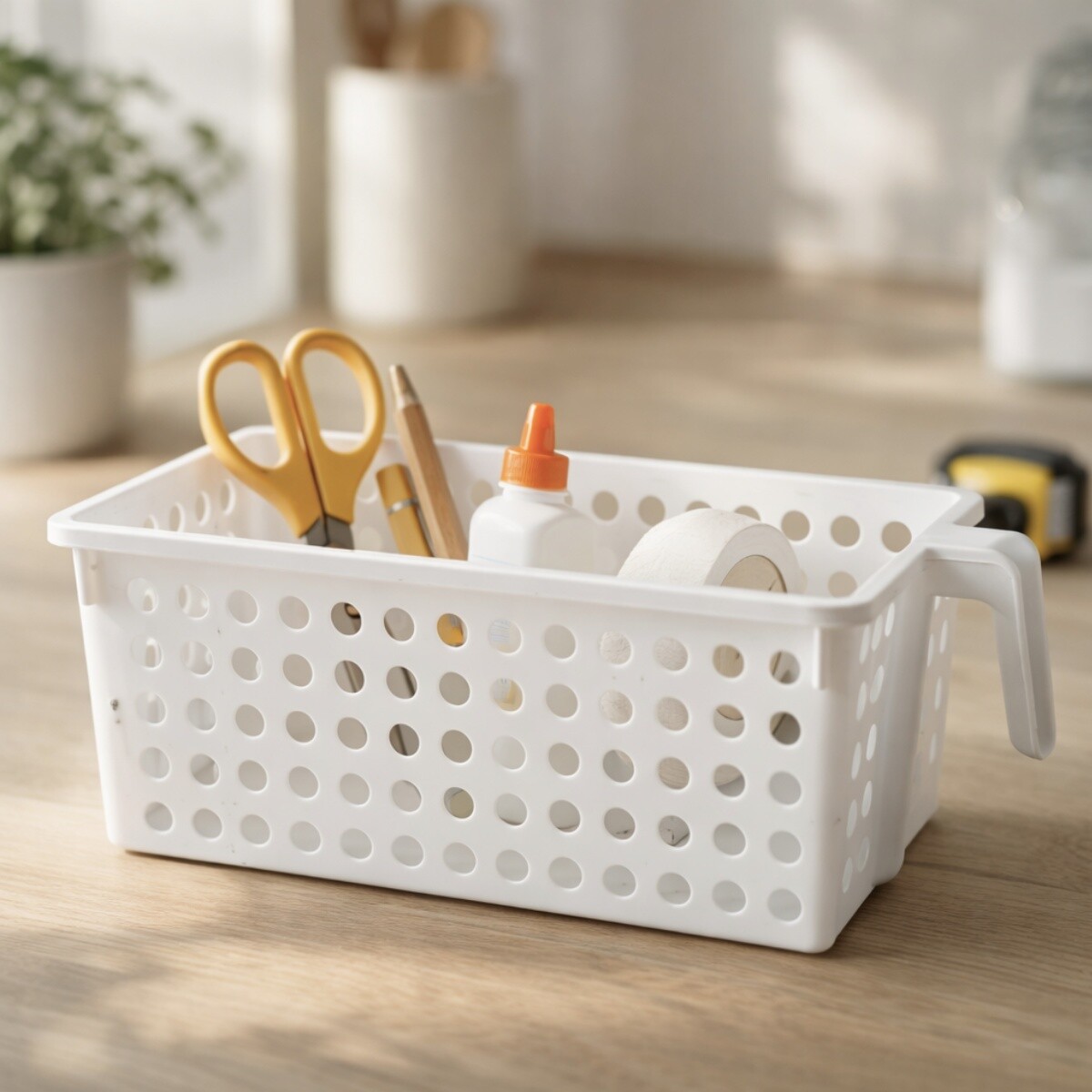 Cesto calado con agarradera P 29.5x16.5x11.5cm - BLANCO 