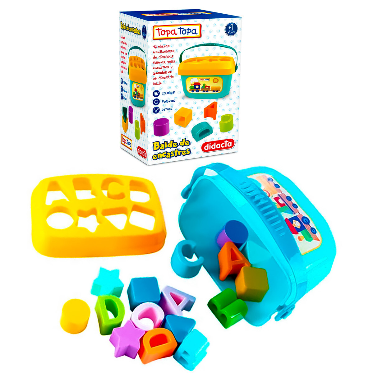 Balde De Encastre Letras Y Formas Topa Topa 18pcs 