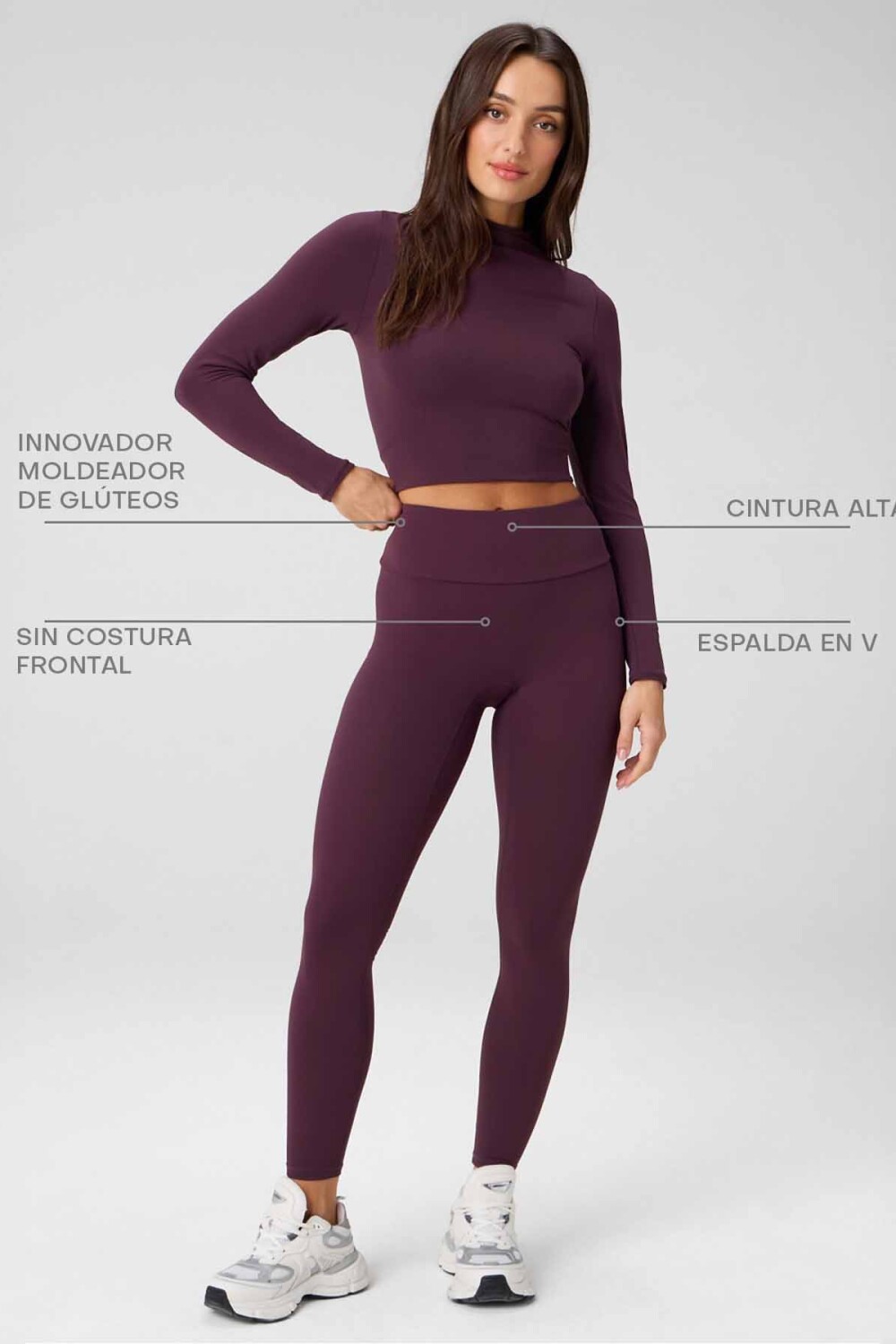 Leggings Booty Scrunch PureLuxe V-Back Mujer Oxblood