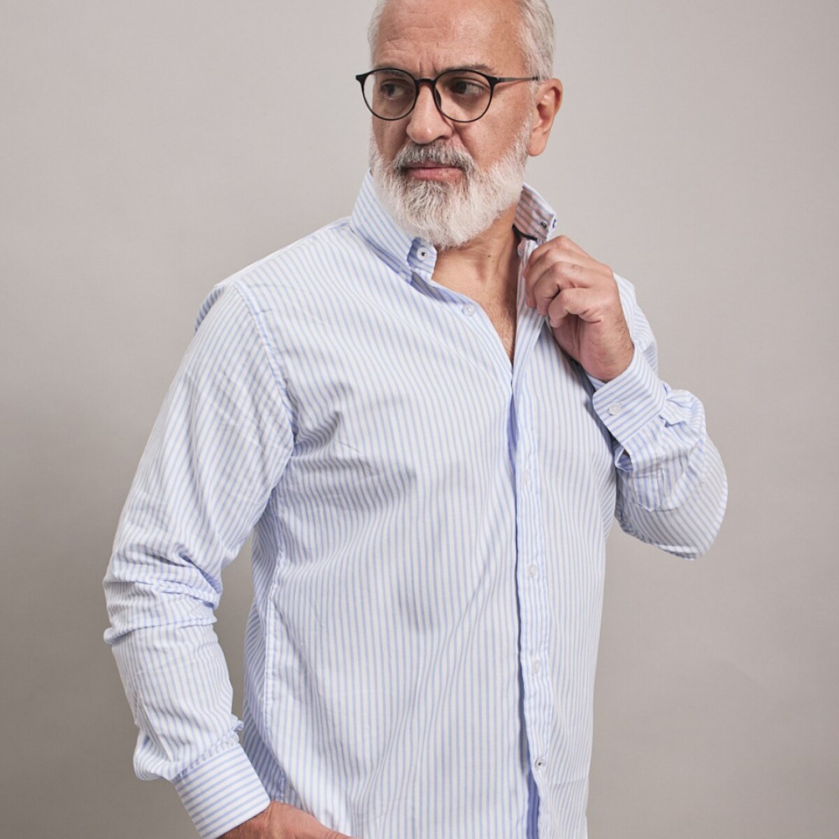 CAMISA OXFORD - BLANCO RAYADO 