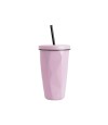 Vaso facetado térmico con sorbito Rosa