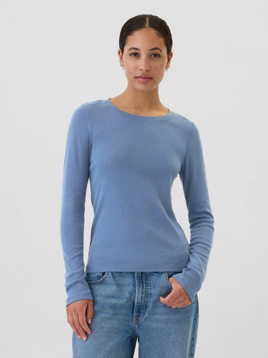 Remera Básica Cuello Redondo Manga Larga Mujer - Bainbridge Blue 