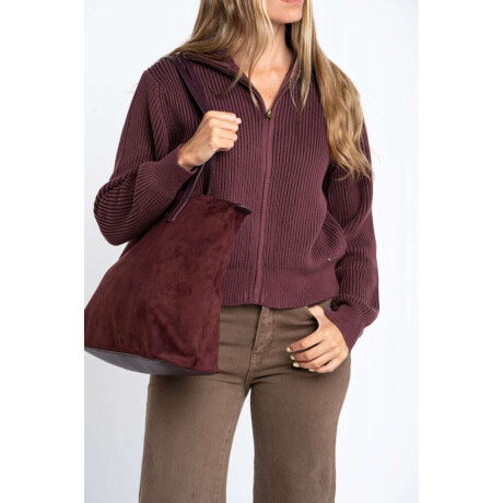 Campera Tejida Algodon Burdeos