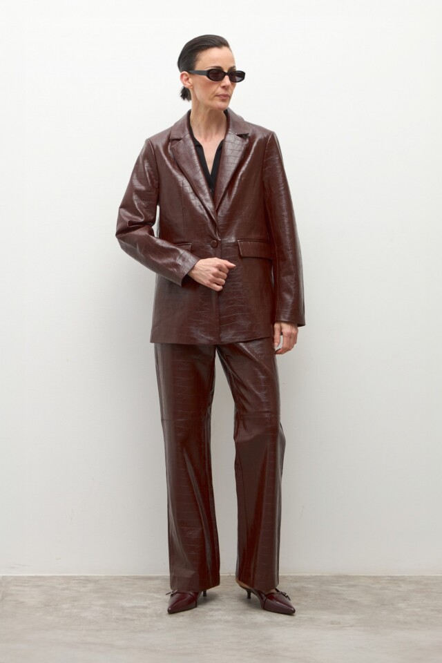 Blazer crocco eco cuero chocolate