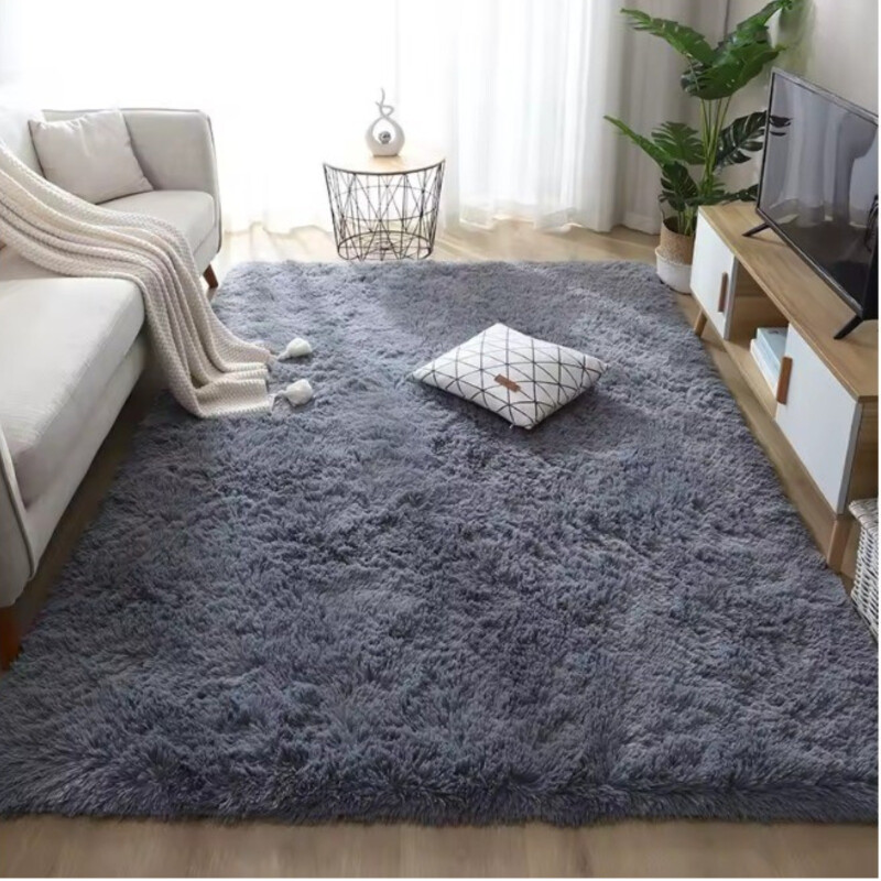 Alfombra Tapete Shaggy Peluda 150 X 200cm Pelo Alto Gris Claro