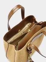 Bolso Tote De Efecto Rafia Con Colgante natural