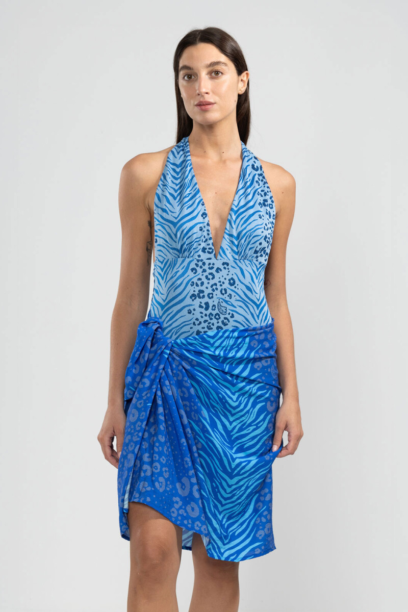 HALTER ONE PIECE Feline Blue